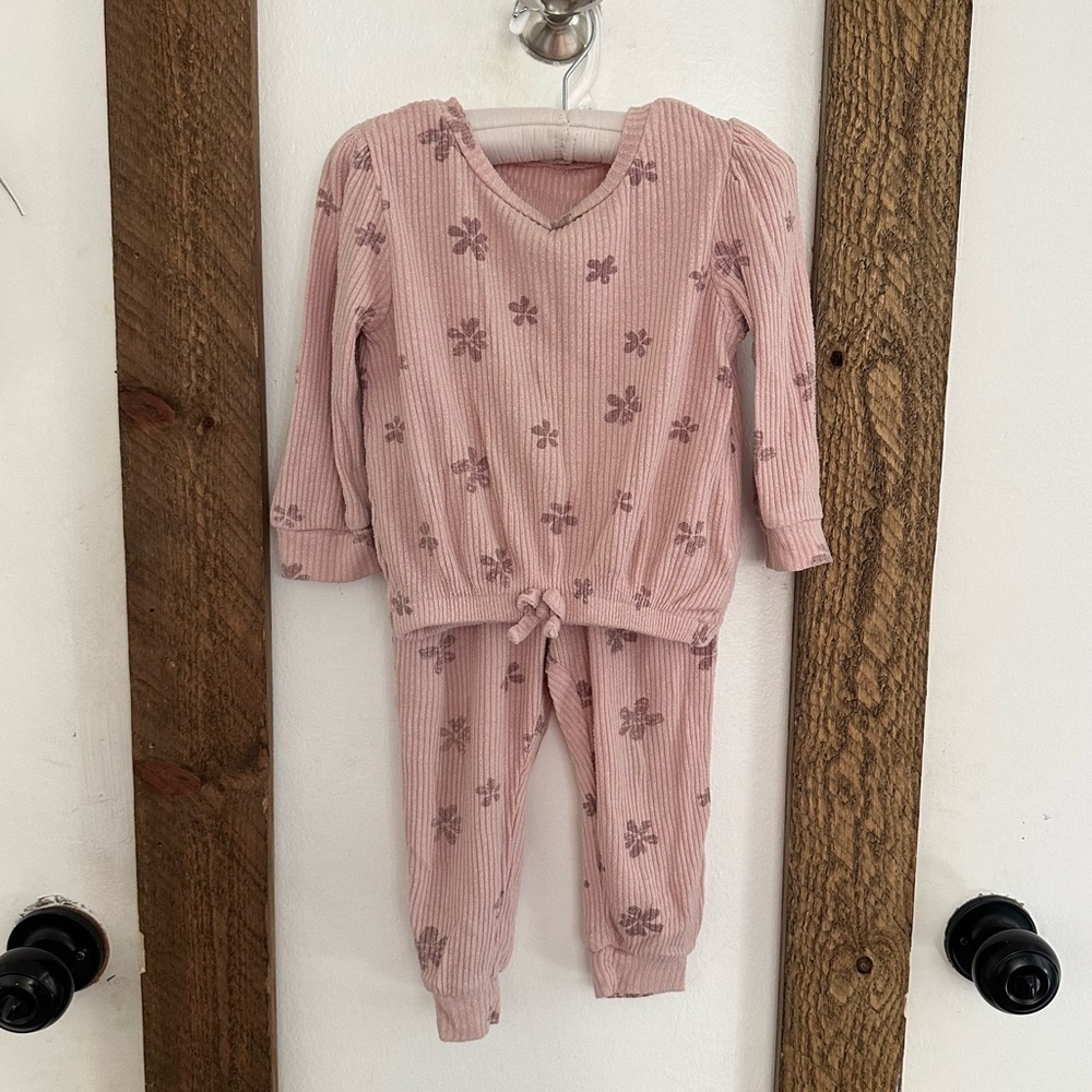 Jessica Simpson 24M Baby Girl Floral Matching Sweat Outfit Set